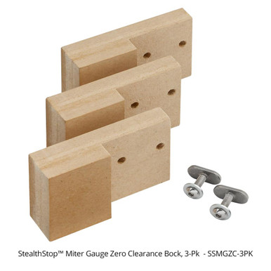 Woodpeckers SSMGZC-3PK Stealth Stop Miter Gauge Fence - Zero Clearance Blocks - 3 pack