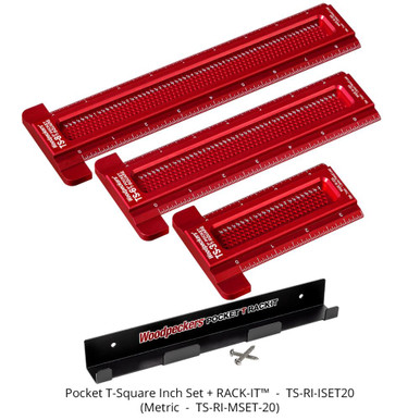 Woodpeckers TS-RI-MSET20 Pocket T-Square Metric Set and Rack-It