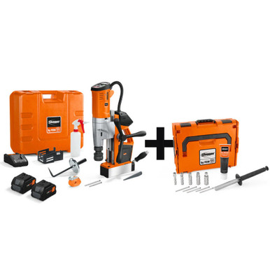 FEIN 71700564090 18V Universal Magnetic Base Drill, up to 1-3/8 Inch Cordless Kit with 5 Cutters