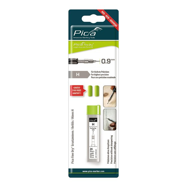 Fine Dry Set of 24 H graphite Refill Leads for fine markings, 24PK