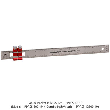 Woodpeckers PPRSS-12-19 Paolini Pocket Rule - 12 Inch Stainless Steel
