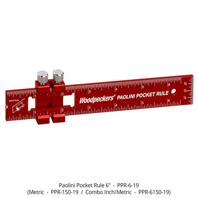 Woodpeckers PPR-6-19 Paolini Pocket Rule - 6 Inch Aluminum
