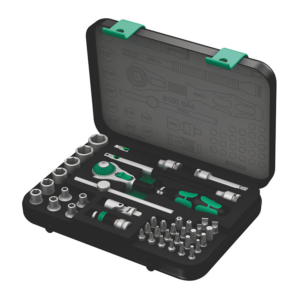 Wera | Galaxy GreenBeam Combination Hand Tool Sets: Set Type: Bit Set, Socket; Number Of Pieces: 41; Measurement Type: Inch - Tool Box | Part