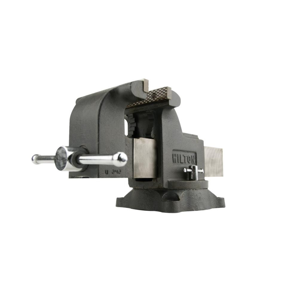Wilton Bench & Pipe Combination Vise: 5" Jaw Width, 5 in Jaw Opening, 3 in Throat Depth - 5/8" Min Pipe, 2-3/8" Max Pipe, Bolt Down, Swivel Base