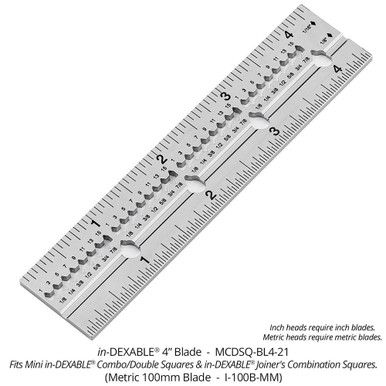 Woodpeckers I-100B-MM in-DEXABLE Joiner's Combination Square Metric