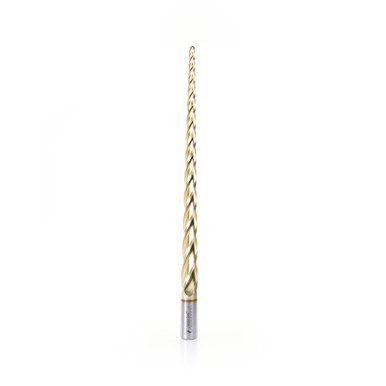 Amana Tool HSS1308 CNC 2D and 3D Carving Ball Nose 1.5 Deg Tapered Angle x 1/4 Dia x 10 CH x 3/4 Shank x 12 Inch Long x 3 Flute High Speed Steel (HSS) ZrN Coated Upcut Router Bit
