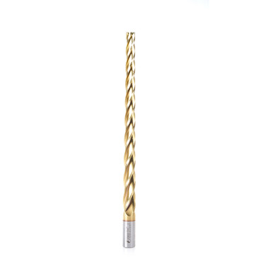 Amana Tool HSS1316 CNC 2D and 3D Carving 1.5 Deg Tapered Angle Flat Bottom 1/4 D x 10 CH x 3/4 SHK x 12 Inch Long x 4 Flute ZrN Coated Up-Cut Router Bit
