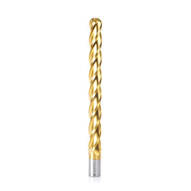Amana Tool HSS1208 Foam Cutting Ball End 1 D x 1/2 R x 10 CH x 1 SHK x 12 Inch Long Extended Reach CNC High Speed Steel (HSS) TiN Coated 4-Flute Spiral Up-Cut Router Bit