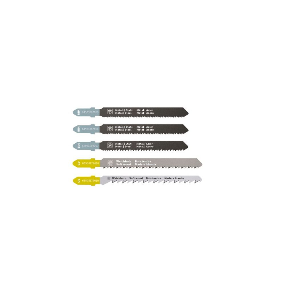 FEIN 63503188010 assorted T-Shank Jigsaw blades 5 piece starter set