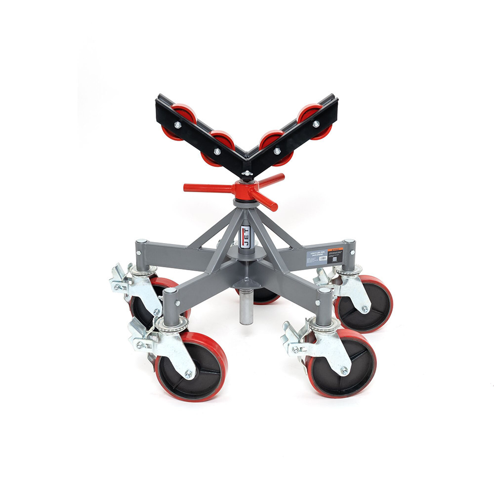JET Low 5 Leg Pipe Jack Stand with Casters & Steel Rollers - JT1-3808