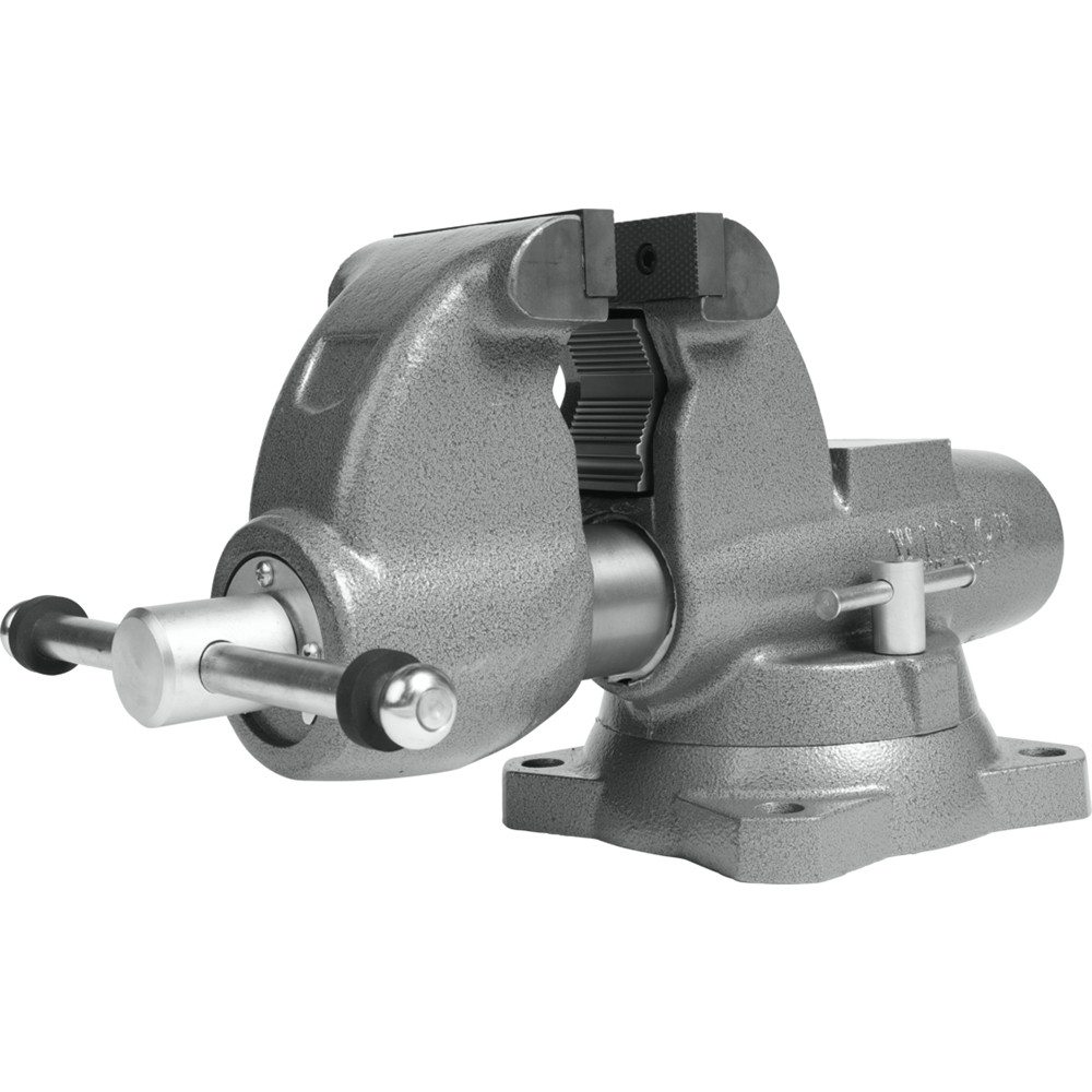Wilton Bench & Pipe Combination Vise: 6 in Jaw Opening, 4-3/4 in Throat Depth - 1/8" Min Pipe, 3-1/2" Max Pipe, Bolt Down, Swivel Base, Steel