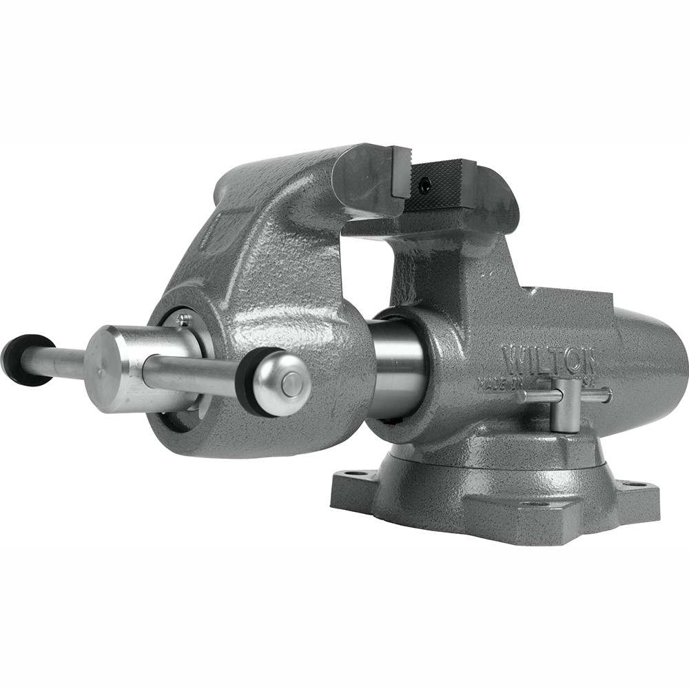 Wilton Bench Vise: 5" Jaw Width, 8" Jaw Opening - Double Lockdown Base, Swivel, Steel | Part #28832