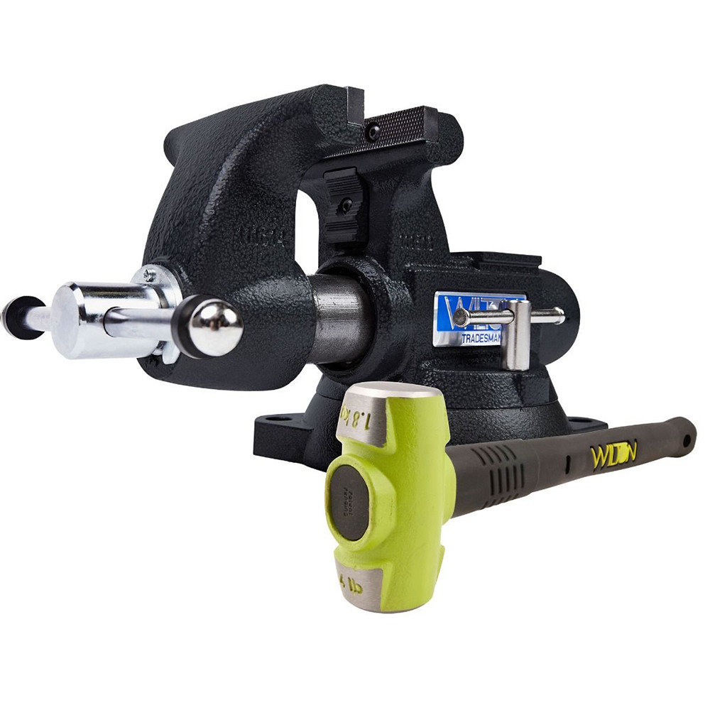 Wilton Bench & Pipe Combination Vise: 5 in Jaw Opening, 3-3/4 in Throat Depth - 1/4" Min Pipe, 3" Max Pipe, Stationary Base, Ductile Iron & Steel