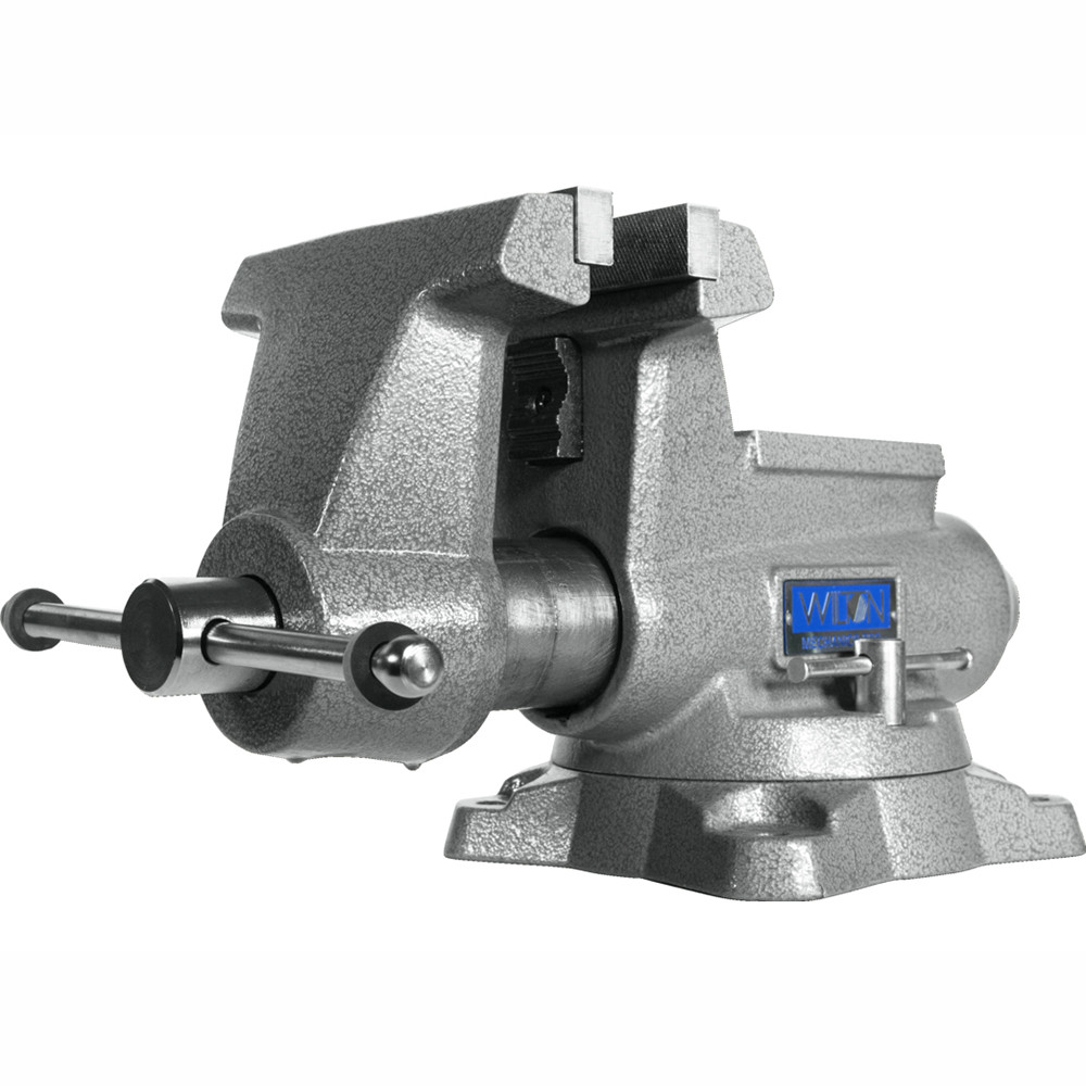 Wilton Mechanics Pro Bench Vise: 6-1/2" Jaw Width, 6" Jaw Opening - Double Lockdown Base, Swivel, Iron | Part #28812