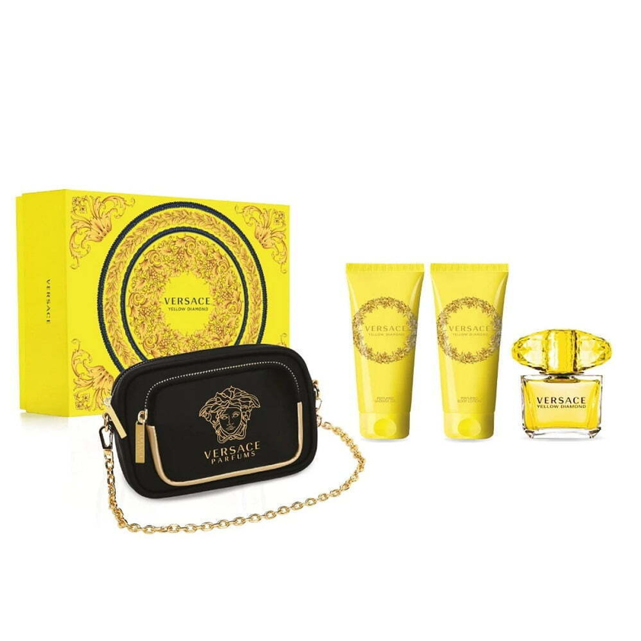 VERSACE YELLOW DIAMOND 4PC GIFT SET - 3.0OZ EDT + 3.4OZ BODY LOTION + 3.4