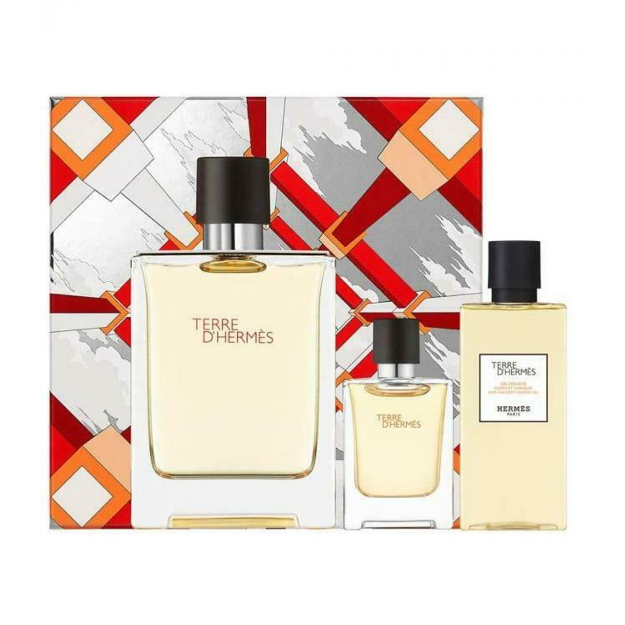 TERRE D'HERMES 3PC GIFT SET - 3.4OZ EDT + 0.42OZ EDT + 2.7OZ SHOWER GEL - The  Perfume & Beauty Store