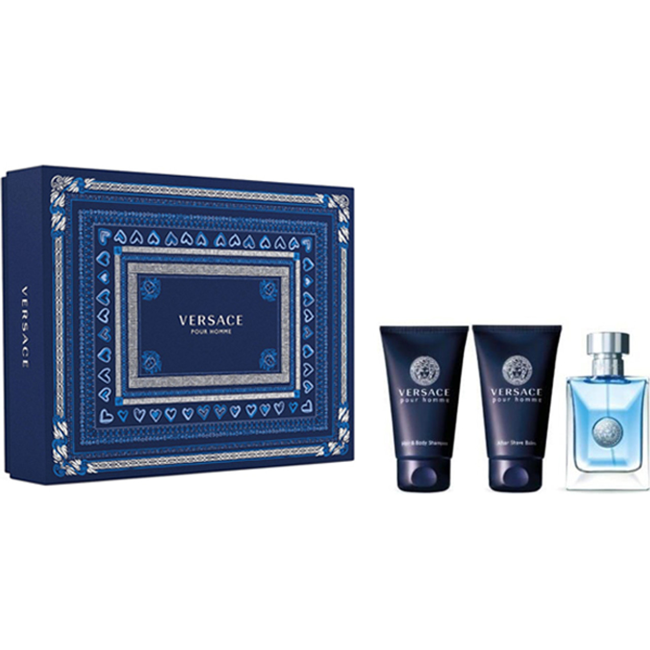 VERSACE POUR HOMME 3PC GIFT SET - 1.7OZ EDT SPRAY + SHOWER GEL 1.7