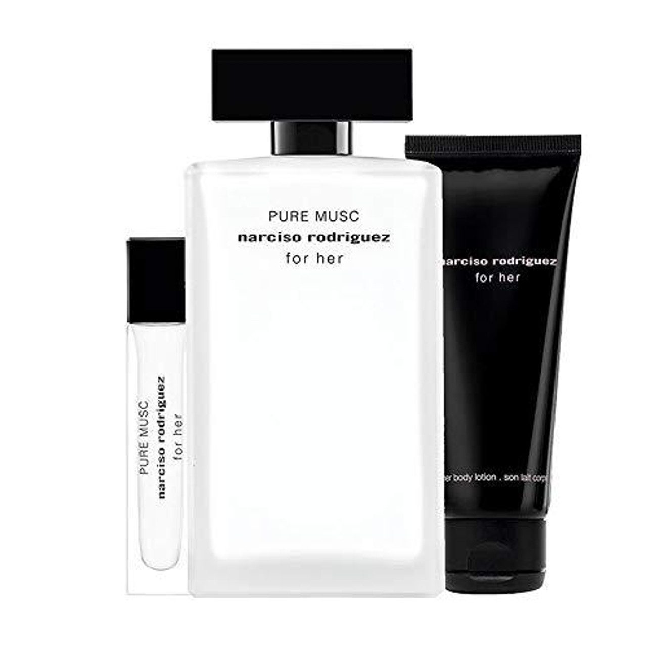 PURE - EDP 3PCS + FOR 0.33OZ BODY + RODRIGUES EDP Gift LOTION HER SET 1.7OZ MUSC NARCISO 3.4OZ
