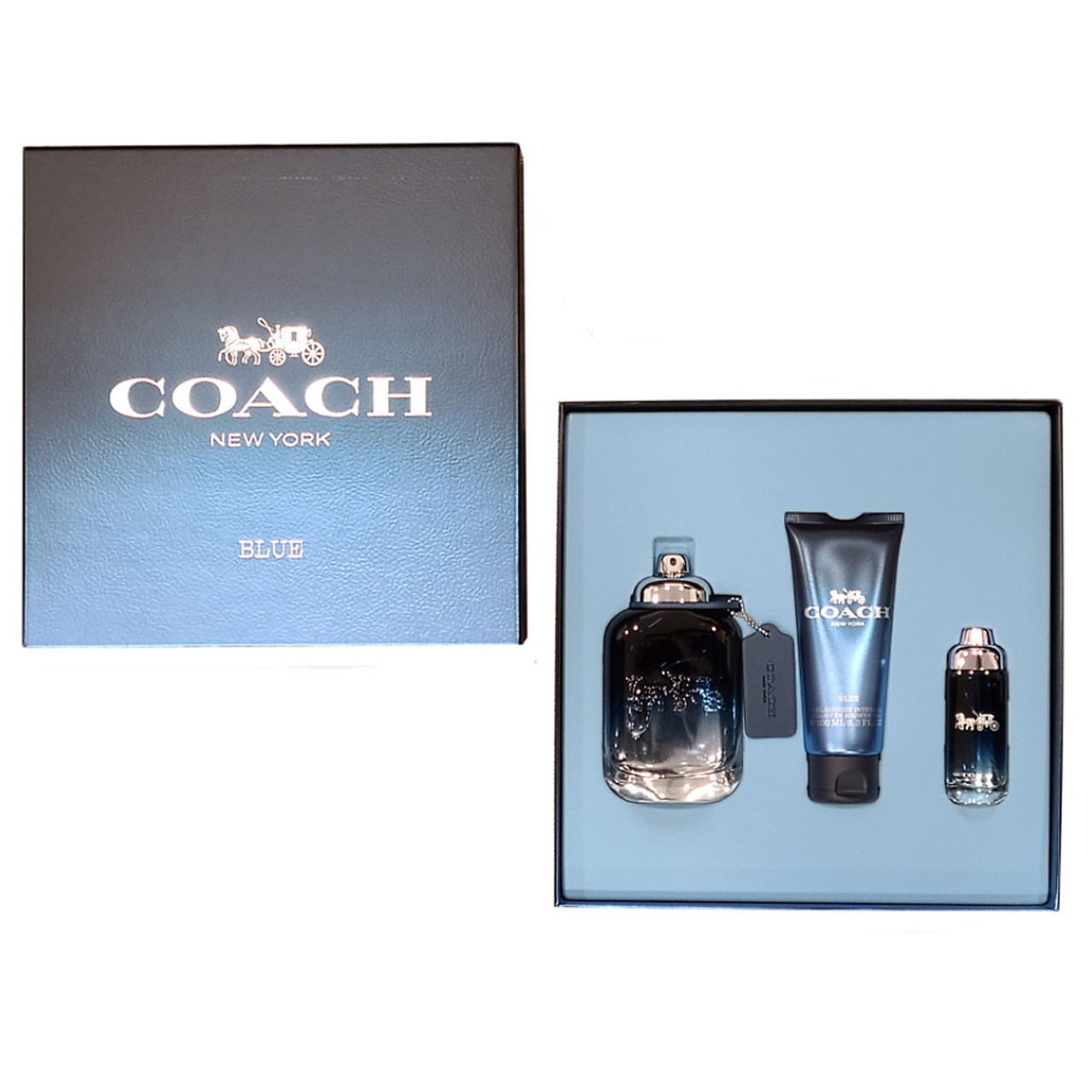 COACH BLUE 3PC GIFT SET - 3.4OZ EDT + 3.4OZ ALL OVER SHOWER GEL +