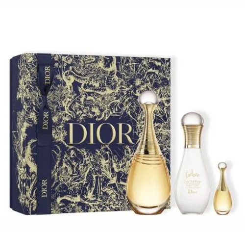 DIOR J'ADORE 3 PC GIFT SET - 3.4 OZ EDP + 2.5 OZ BODY MILK + 0.17 OZ EDP