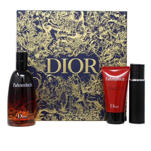 DIOR FAHRENHEIT 3 PC GIFT SET - 3.4 OZ EDT + 1.7 OZ AFTER SHOWER GEL + 0.34 OZ EDT