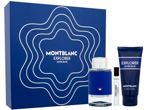 MONT BLANC EXPLORER ULTRA BLUE 3 PC GIFT SET MEN - 3.4 OZ EDP + 3.4 OZ SHOWER GEL + 0.25 OZ EDP