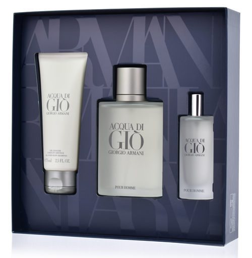 ACQUA DI GIO 3PC GIFT SET FOR MEN  - 3.4 OZ EDT + 0.50 OZ EDT + 2.5 OZ BODY SHAMPOO