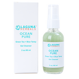 ocean inspired, sea based oil free gel cleanser with giant sea kelp and blue tansy 