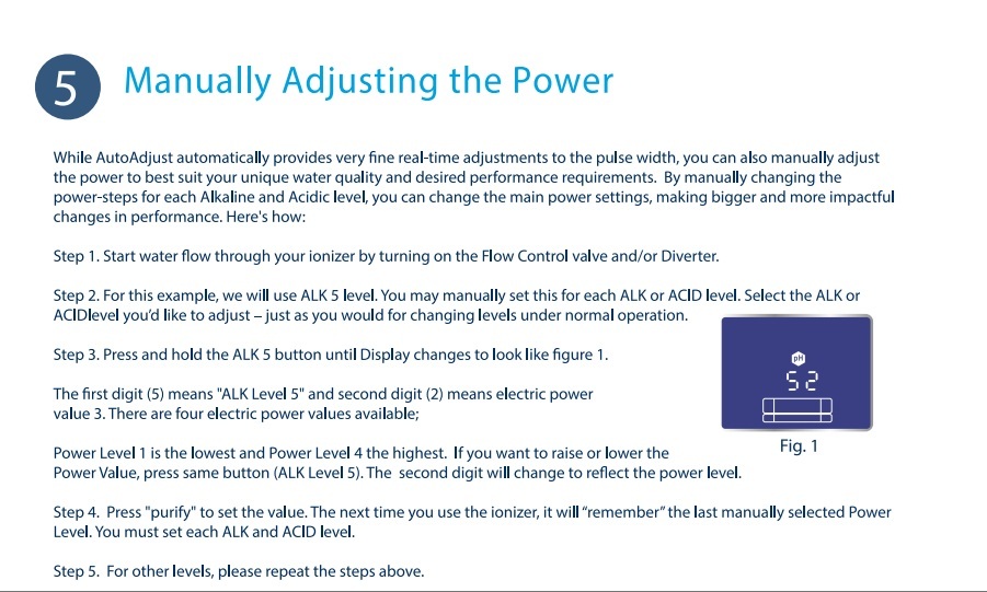 Manually Adjust Power - H2 Water Ionizers