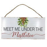 11.8" x 6" Meet Me Under Mistletoe Wood Sign