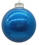 3" Plastic Glitter Ball Ornament Set - Blue