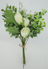 13" Rose & Eucalyptus Bundle, White
