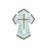 13" x 7" Light Blue Cross with Nails