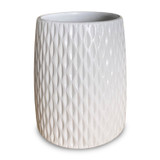 6" Diamond Textured White Ceramic Vase