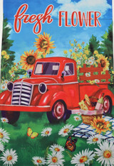Truck & Flowers Garden Flag, 12" x 18"