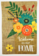 Welcome to Our Home Burlap Garden Flag, 12" x 18"