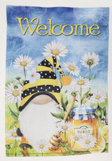 28" x 40" Welcome Gnome Bee Garden Flag