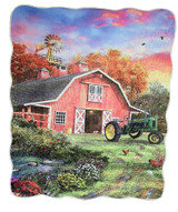 Barn & Tractor, 50" x 60" Quilted Throw