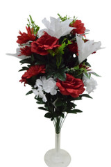 Rose, Tiger Lily, Orchid & Hydrangea Mixed Bush, Red & White