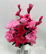 Dahlia, Lily, Mum, Gladiolus & Hydrangea Mixed Bush, Pink Combo