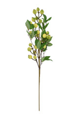 24" Berry Spray with Silk Leaves, Yellow & Green