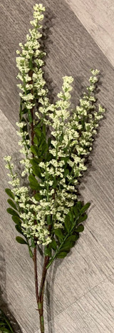 26" Cluster Berries with Leaves Stem, Cream