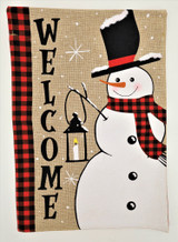 Welcome Snowman Burlap Garden Flag, 12" x 18"