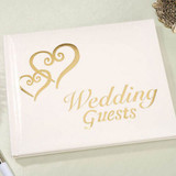 White & Gold Heart Guest Book