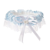Satin & Lace Trim Garter, Light Blue
