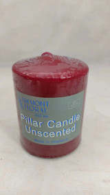 4" Wax Pillar Candle, Burgundy