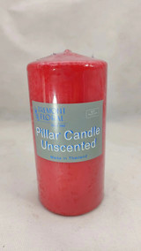 6" Wax Pillar Candle, Red