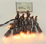20-Count Clear Mini Light Set with Brown Wire