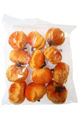 1.37" Orange Velvet Mini Pumpkins - Set of 12