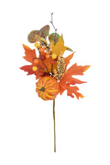 18" Autumn Pumpkin & Berry Spray with Maple Leaves